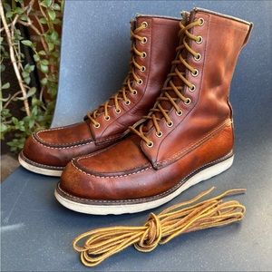 Red Wing Heritage 877 Classic 8-Inch Moc Toe Boots Oro Leather Men's 10.5D